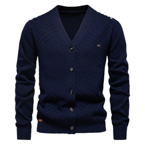 Mens V Neck Button Up Cotton Cardigan Sweaters Social Knit Sweater Cardigans for