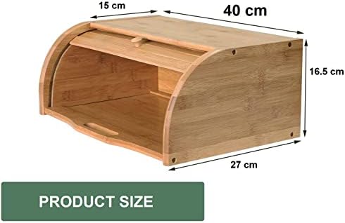 Unibos Bread Bin Countertop Bread Storage for Kitchen With Roll Top Lid, 40 x 27 x 16.5 cm (No Assembly Required)
