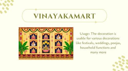 Image of laxmi Devi Backdrop Cloth |Traditional Ashta Lakshmi & Ganesha Divine Gallery Pooja Backdrop 5x8 Feet | varamahalakshmi Pooja Background
