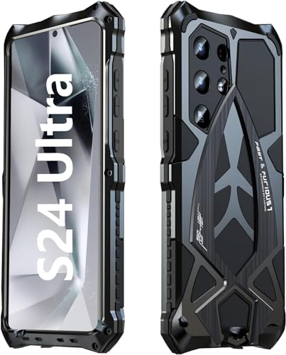 SUNELL Metal case For Samsung S24 Ultra case Metal Hard Armor Compatible with Galaxy S24 Ultra 5G Phone case Cover case para Screw with Camera Protection Harry Potter metalicas Military Grade (Black)