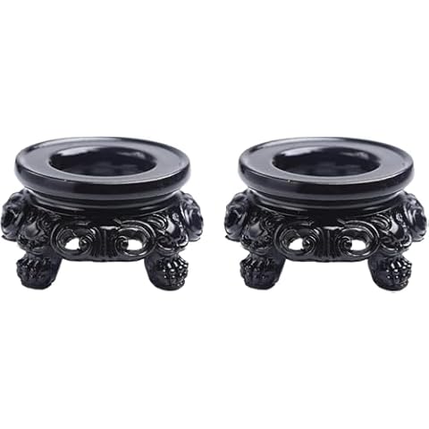 GZRYEJLEI 2Pcs Wooden Stand for Crystal Sphere,Black Round Show Stand Display Plate for Glass Spheres Holder Crystal Ball Stand Ball Holder Cover