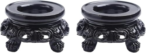 Image of Ymhapp 2 Pcs Black Wooden Display Stand for Crystal Sphere Quartz Ball Holder Hollow Wood Stand Base for Crystal Ball Sphere Globe Stone Decoration Display Pedestals