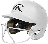Rawlings | MACH HI-VIZ Fastpitch Softball Batting Helmet | Face Guard Attached | White | Junior - 6 3/8