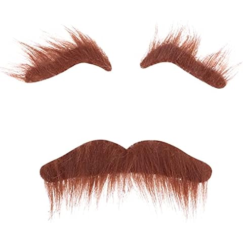 Warmhm Self Adhesive Eyebrows Beard Fake Eyebrows Beard Moustache Kit Facial Hair Cosplay Props for Masquerade Costume Party (Brown) Cover