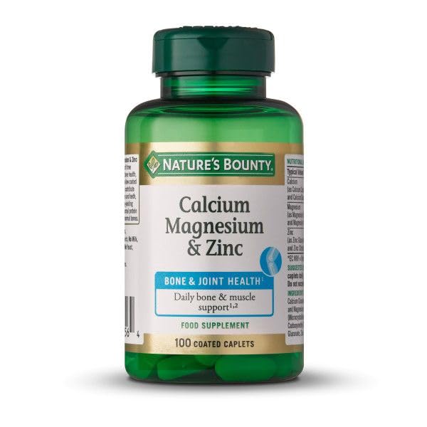 Nature's Bounty | Calcio Magnesio & Zinc | Salud Ósea y Muscular | Apoyo Diario con Minerales Esenciales | 100 Comprimidos