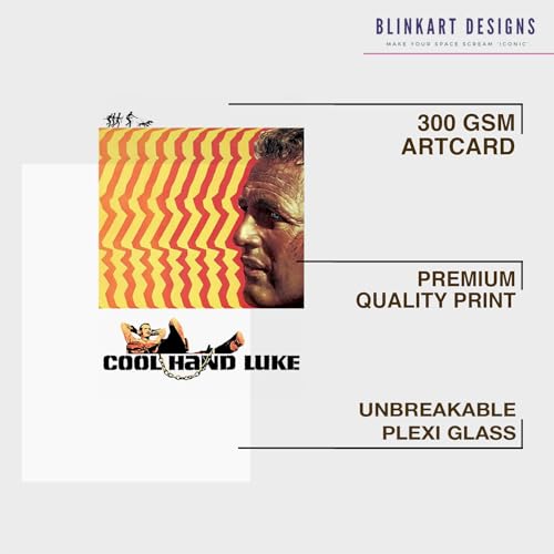 Image of BLINKART Cool Hand Luke (1967) Movie Poster Frame 8x12 Inch | Premium 300 GSM Paper Wall Print | Vintage Film Artwork for Home, Bedroom, Living Room, Office | Framed Photo Decor