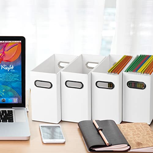 Tunnkit File Organizer, Cardboard File Box For Letter Size Hanging File Folder Storage, Collapsible Hanging File Organizer With Handles For Office/Home/School, White, 2 Packs #TOP6