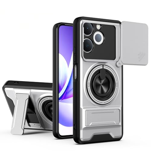 �Ή��@�� Realme Note 70 / Note 70T / Narzo 80 Lite / C71 (India) �g�уP�[�X,�f���A���X�^���h�A�����Y�ی�X���C�h�J�o�[�A�}�O�l�b�g���ی�P�[�X Silver