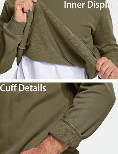 MAGCOMSEN Mens Crewneck Sweatshirts Pullover Fleece Lined Sweatshirt Casual Sweatshirt Men Fleece Crewneck Sweatshirts Sweatshirt For Men Army Green