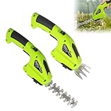 Akku-Grasschere & Sträucherschneider - 2 in 1 Handheld Elektro Rasentrimmer Heckenschere/Grasschneider Wiederaufladbarer Akku und Ladekabel Leistungsstarker Motor für Garten Rasen