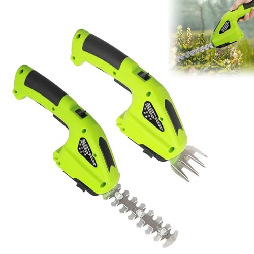 Cordless Grass Shear & Shrubbery Trimmer - 2 in 1 Handheld Electric Grass Trimmer Hedge Shears/Grass Cutter Rechargeable Battery and Charging Cable Powerful Motor for Garden Lawn