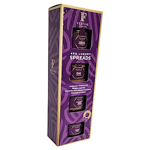 4 Assorted Luxury Spread Set Hazelnut Chocolate, Peanut Butter, Caramelised Biscuit, Cookies & Cream 140g Pack for festival collection
