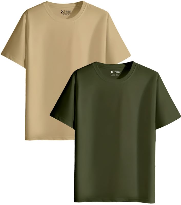 Image of XENOVAURBAN Unisex Regular Cotton Combo of 2 Solid Color Tshirt