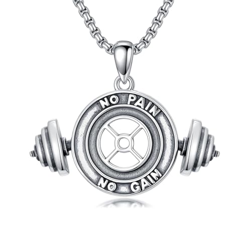 Collier haltère argent anti-ternissement, le bijou fitness homme qui résiste à l'effort