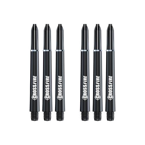 RED DRAGON Crossfire Carbon Fibre Medium Dart Shafts - 2 Sets Per Pack (6 Dart Shafts in Total)