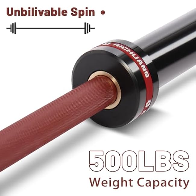 Olympic Barbell 45lb (20kg) - 7ft Bearing Spin Bar for Weightlifting and Strength Training,Ceramic Coating,500 LBS Capacity,28mm High Whip,Fits 2 Plates,for Home Gym