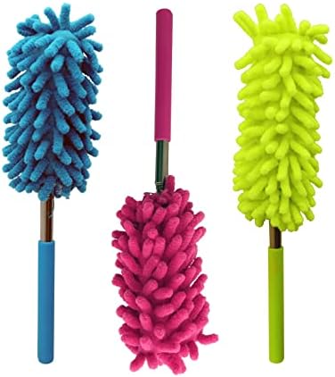 ZYBUX - 3 Pack Extendable Feather Dusters for Cleaning Microfiber Dusters For Cleaning/Flexible Blind Cleaner Dust Remover | Duster For Home, Home Office - Washable Window Cleaning Pole