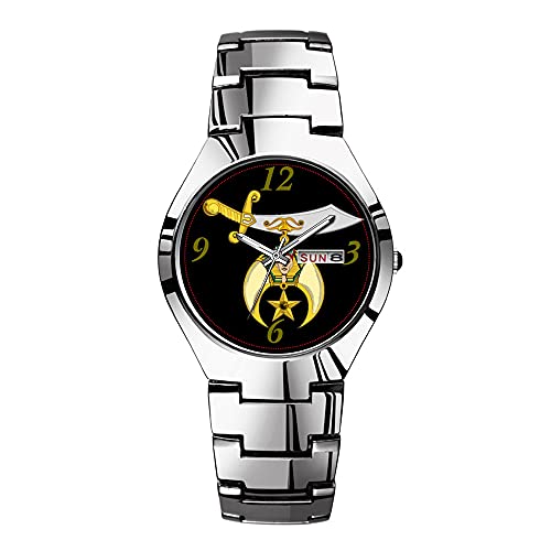 Preisvergleich Produktbild Herrenuhren, silberfarbenes Stahlband, wasserdicht, japanische Quarzuhr, Weihnachten, Businessuhr, Shriner Armbanduhr