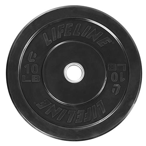 Lifeline Fitness Olympic Rubber Bumper Weight Plates - Single 2" Barbell Plates for Home Gym Equipment, Fitness Equipment for use with Weight Bench by Lifeline - Used condition - US$13.42