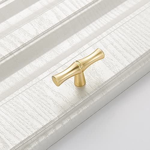 ESreake 6Pcs Bamboo Shape Solid Zinc Alloy Cabinet Knobs Handle pulls, Dresser Drawer Cabinet Cupboard Closet Door Pull Decorative Furniture Accessories Knobs (Single Hole, Golden) by ESreake - Used condition - Image 3