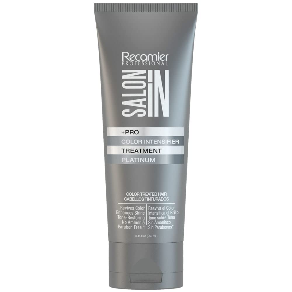 Salon In by Recamier | Platinum Color Intensifier Treatment Mask - Purple Mask for Platinum & Color-Treated Hair | Ammonia-Free & Paraben-Free | 8.45 fl oz / 250 ml