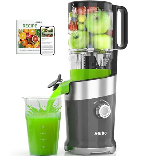 Image of Aeitto Juicer Machines Fits Whole Fruits, Cold Press Juicer with Wide Feed Chute, Masticating Juice Extractor Machine Easy to Clean, High Juice Yield, Easy to Assemble, Self Feeding