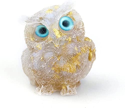 Mingchu Crystal Owl Figurines, Natural Crystal Gemstone Resin Owl Figure, Meditation Spiritual Gifts, Reiki Healing Crystals Stones Decorations for Home Office (Color : 20)