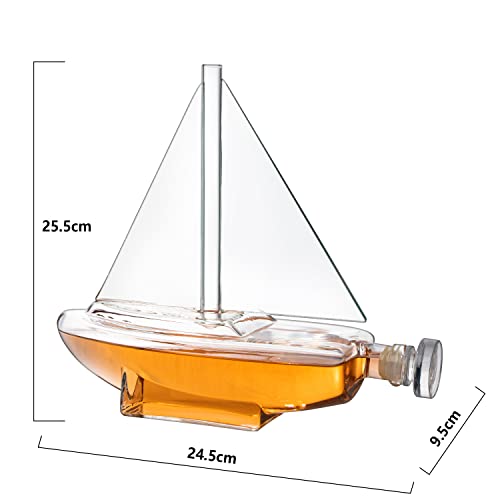 Sailboat Whiskey & Wine Decanter Ship - The Wine Savant Ship Decanter Set 750ml - Drink Dispenser for Wine, Whiskey, Ship In A Bottle Decanters Bar Set, Liquor Scotch Bourbon, Boating Mariner Gifts