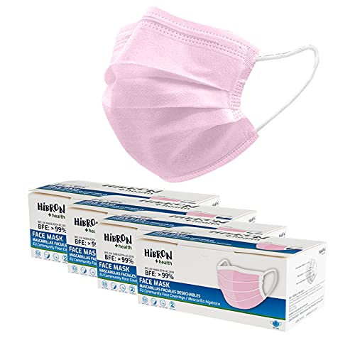HIBRON 200 Mascarillas Rosas Desechables Homologadas CWA 17553: 2020 con Método de Ensayo BFE: EN14683:2019 en España, BFE  99%