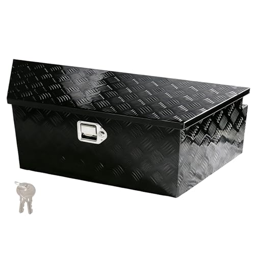 YESHMA 39" x 12" x 16.5" Trailer Tongue Tool Box Heavy Duty Aluminum with Latch and Keys Trailer Toolbox Organizer Truck Underbody Box Compatible with Pick Up Truck Bed RV Trailer ATV Black by YESHMA - Used condition - US$144.31