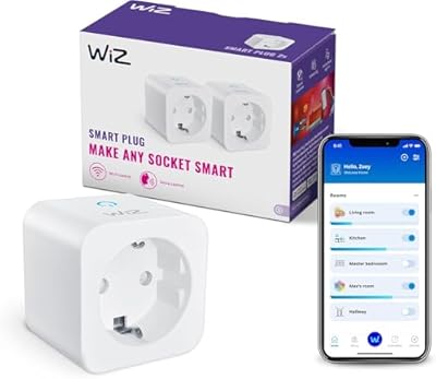 WiZ Enchufe Inteligente wifi tipo F 230 V 50 Hz Fácil Configuración Certificado por Matter Controles Inteligentes Comandos de Voz Funciona con Alexa Google Home y Apple Home Pack de 4