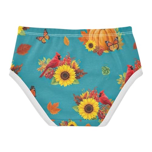 Girls Panties, Pumpkins Sunflowers Autumn Leaves Toddler Girl Briefs, Cotton Underwear for Girls, 2T–8 Years2