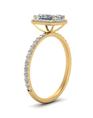 Isaac Wolf Halo Radiant Cut 3 Carat Genuine Vvs1 Moissanite Diamond In 10K Solid White, Yellow Or Rose Gold (White Gold, 5) #TOP1