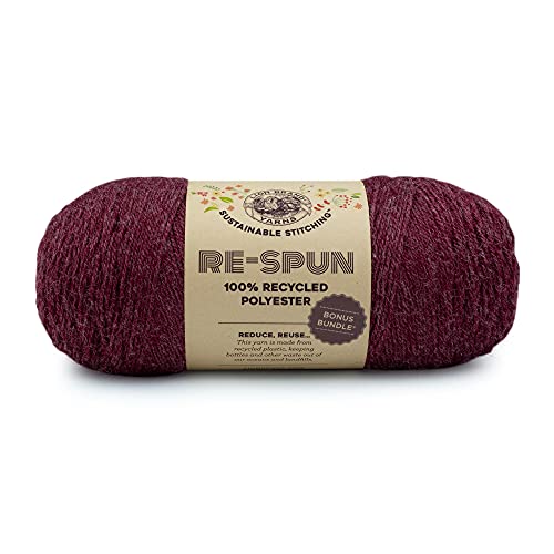 (1 Skein) Lion Brand Yarn Re-Spun Bonus Bundle Yarn, Wine