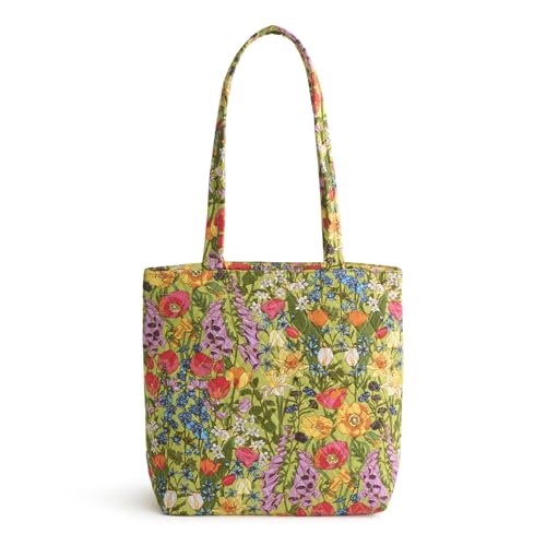 Vera Bradley Sacola de algodão premium pequena com zíper original, Buquê de prado, One Size
