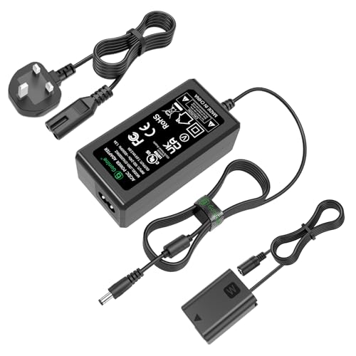 Gonine AC-PW20 AC Power Adapter NP-FW50 Dummy Battery Kit for Sony Alpha ZV-E10 A7 A7R A7S A7II A7RII A7SII A6500 A6400 A6300 A6100 A6000 A5100 A5000 RX10 II III IV NEX-3 5 7 Camera