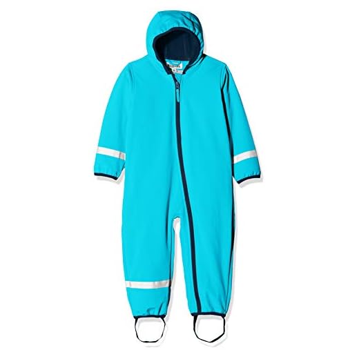 Playshoes Unisex baby softshell-overall fleece fodrad, Turkos, 68 cm