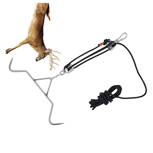 Yorikyas Hunting Game Pulley Hoist Lift System for Deer Skinning, Game Hanging, Field Dressing, Wild Game Kit - 4 to 1 Pulley Weight Reduction