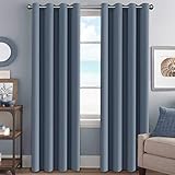 H.VERSAILTEX Elegant Grommet Blackout Thermal Insualted Solid Curtains/Drapes,Window Treatment Panels (Set of 2, Stone Blue, 52' W x 96' L)