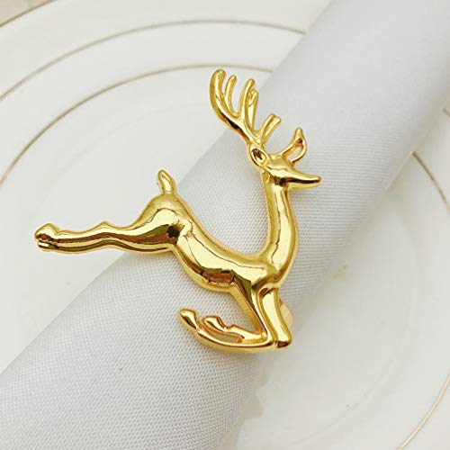 Aboofan Christmas Napkin Rings Set Of 8, Christmas Napkin Ring Holders Golden Reindeer Napkin Buckle For Holiday Wedding Banquet Daily Gathering Christmas Dinner Table Decorations #TOP6