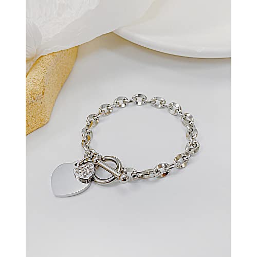 Image of JUPPE Silver Titanium Steel Engraved Bracelet Personalized Proverbs 4:23 Bangle Gift for Women Girls