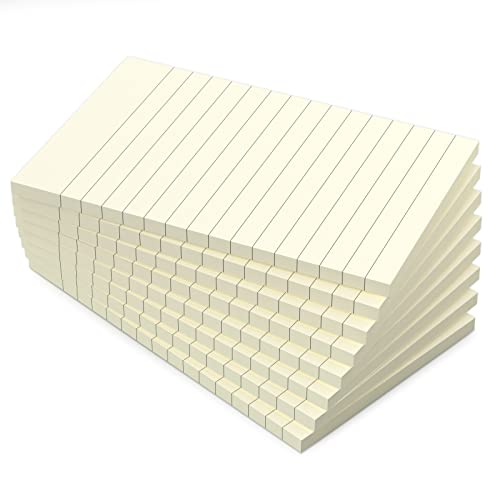 Sticky Notes 3X5 In, Lined Sticky Pads, 8 Pads, 30 Sheets/Pad, Small Self-Stick Note Pads For Work, Study, Meeting, Good Adhesive Memo Writing Pads To Post On Book, Wall, Refrigerator, Light Yellow #TOP4