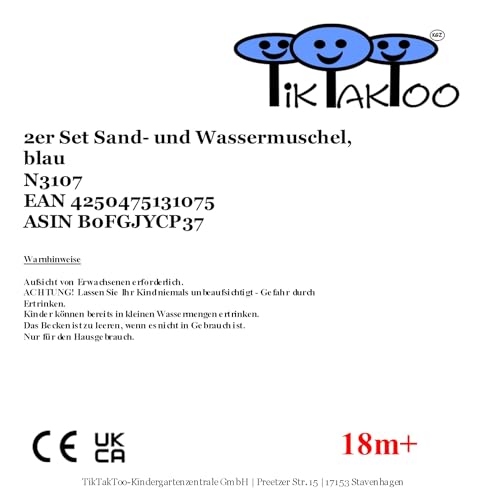 Wassermuschel Sandmuschel Sandkasten 2-teilig aus Kunststoff Muschel mit Deckel (hellblau mit Seesterne)