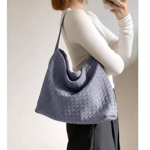 Image of Women's Braided Suede Tote Bag Stylish Suede Hobo Shoulder Bag with Woven Details for Work Travel