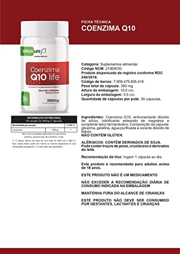 Suplemento Alimentar Em Capsulas Coenzima Q10 100mg por capsula 30 Capsulas