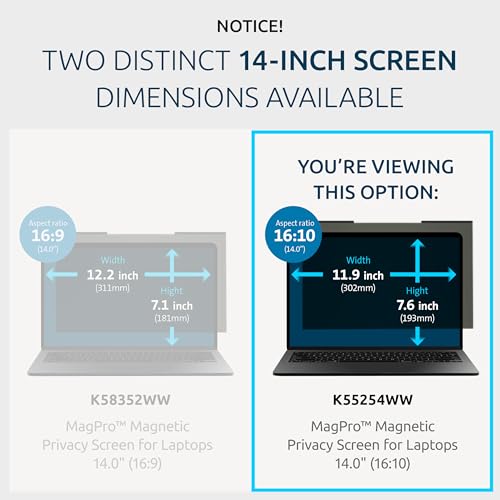 Kensington MagPro Filtre de confidentialité pour ordinateur portable 16:10 amovible magnétique 14 Conformité TAA - vue 8