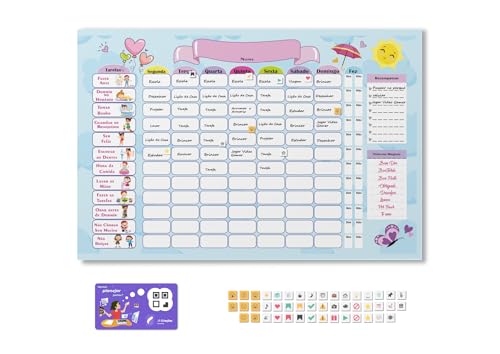 Quadro Do Incentivo E Tarefas Infantil + 46 Imãs (Colorido)