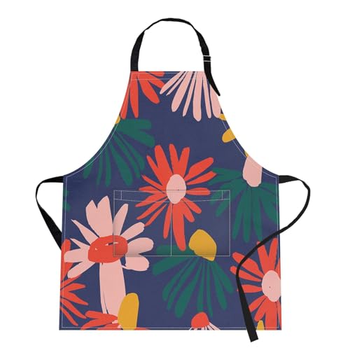 Britimes Apron with Pockets, 32x28 inch, for Women Men, Floral Colorful