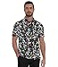 ZITY Men's Golf Polo Shirt Short Sleeve Performance Moisture Wicking Collared Print Shirt for Golf and Casual Wear, Black Splatter, 2XL