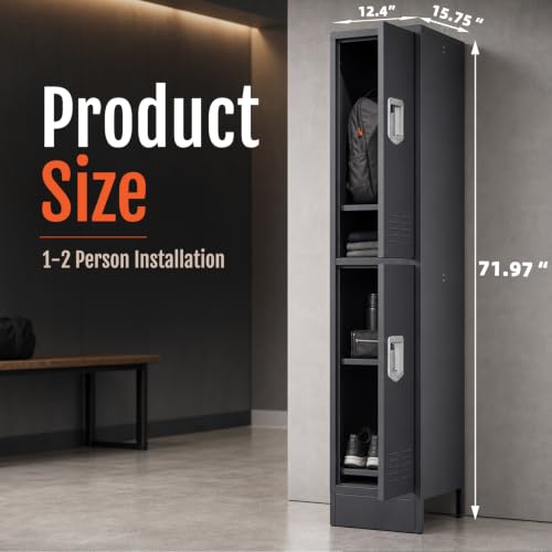 Image of BUTISOW 2 Door Metal Storage Locker for Gym Office, Heavy Duty Steel School